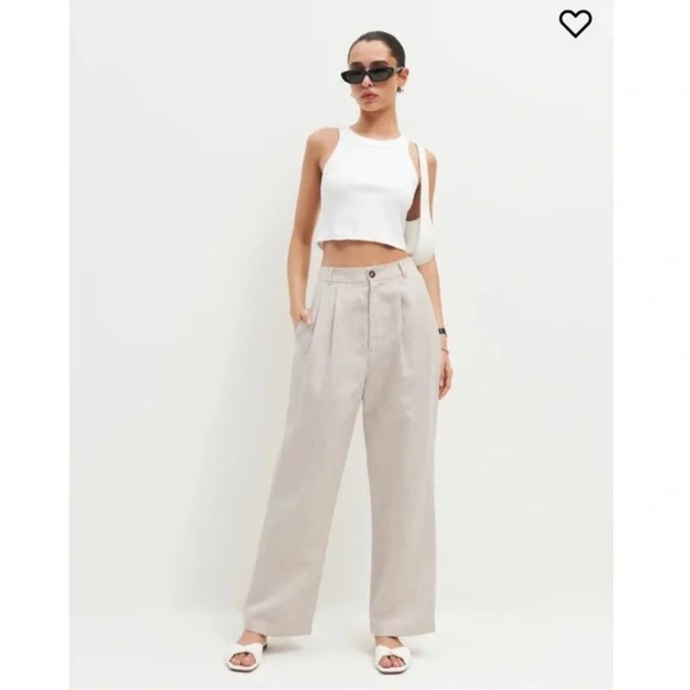 Reformation Mason Linen Pant - Oatmeal Sz 6